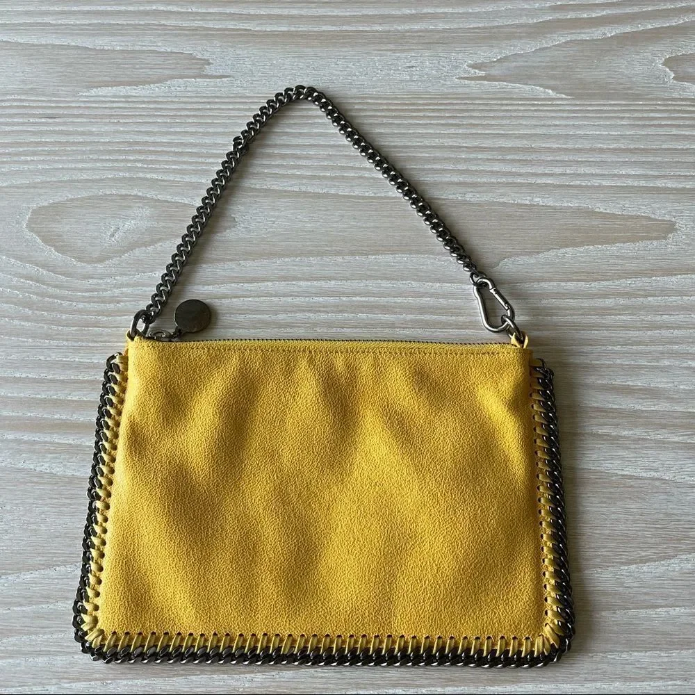 Stella McCartney Falabella Pouchette Bag Yellow Vegan Leather NEW